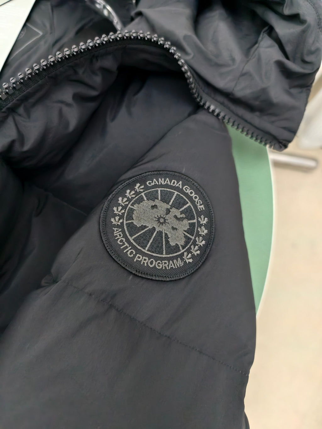 Canada Goose Black Hooded Down Jacket with Reflective Detail