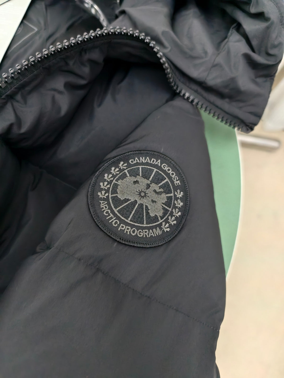 Canada Goose Black Hooded Down Jacket with Reflective Detail