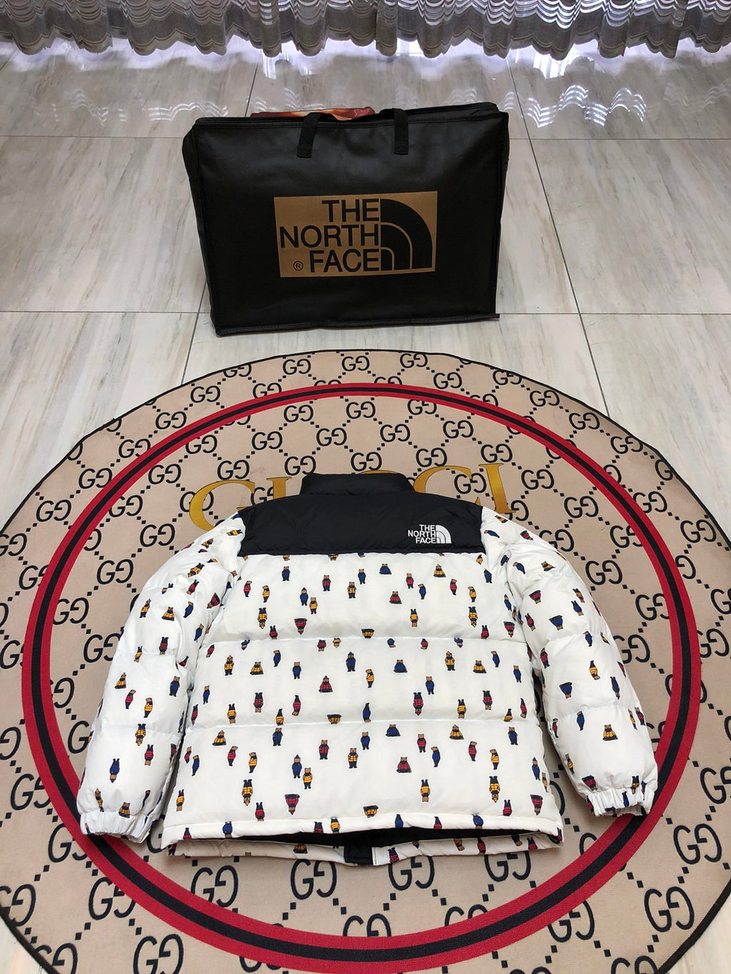 The North Face × Polo Ralph Lauren Nuptse Down Jacket Polo Bear Print