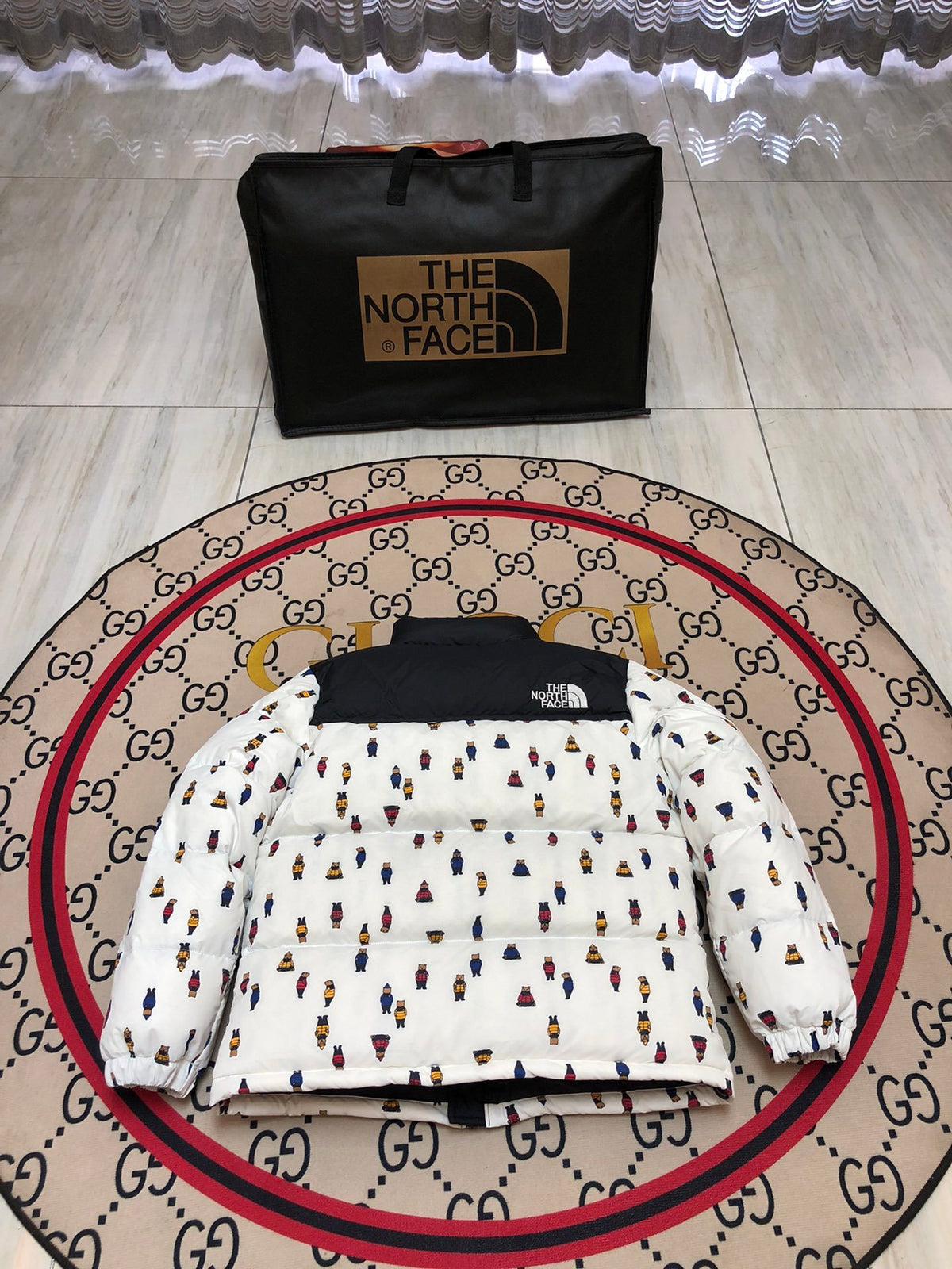 The North Face × Polo Ralph Lauren Nuptse Down Jacket Polo Bear Print