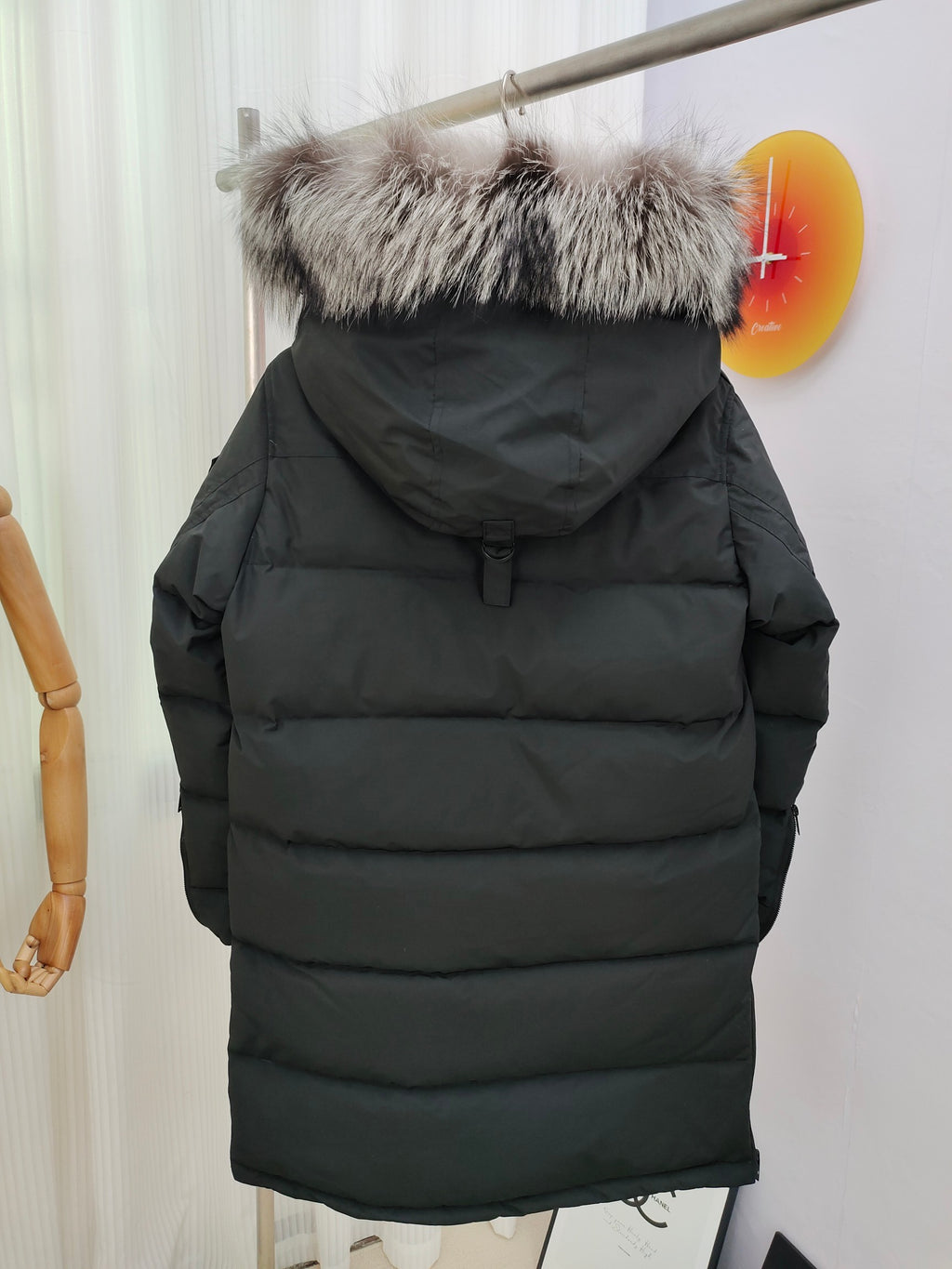Moose Knuckles Black Long Parka with Fur Hood