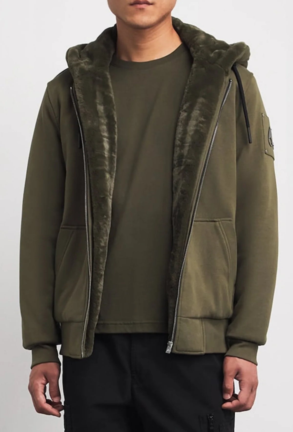 Moose Knuckles Olive Green Bunny Zip Hoodie