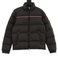 Moncler Black Contrast-Stripe Stand-Collar Puffer Jacket