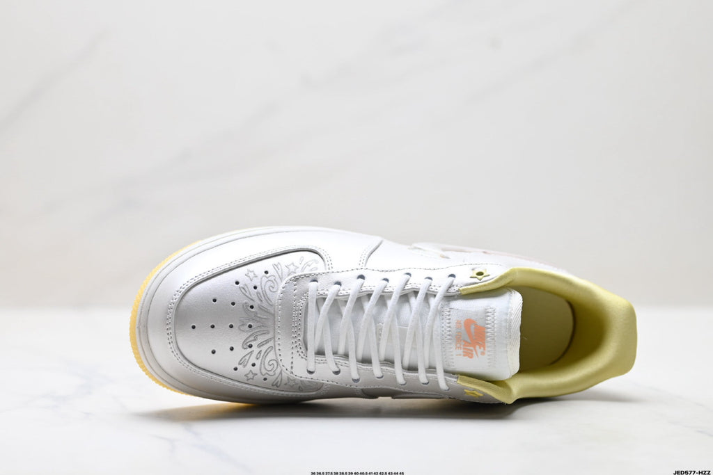 Nike Air Force 1 Low White Pale Yellow Unisex Sneakers Style 24