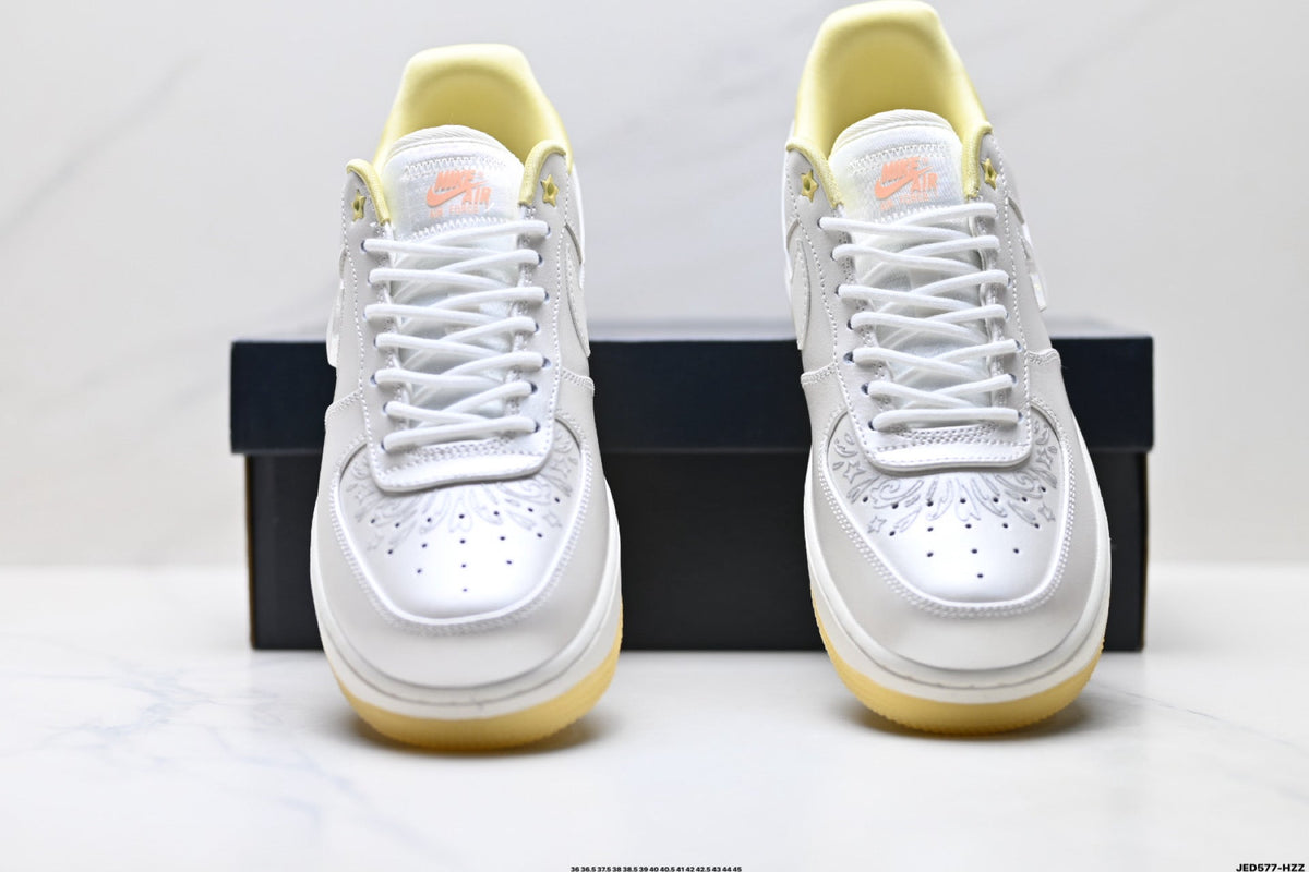 Nike Air Force 1 Low White Pale Yellow Unisex Sneakers Style 24