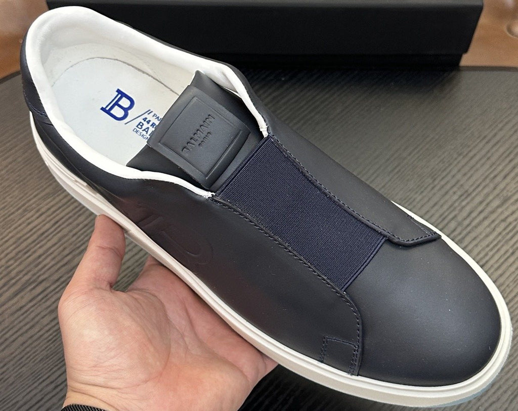 Balmain Navy Elastic Band Slip-On Sneakers