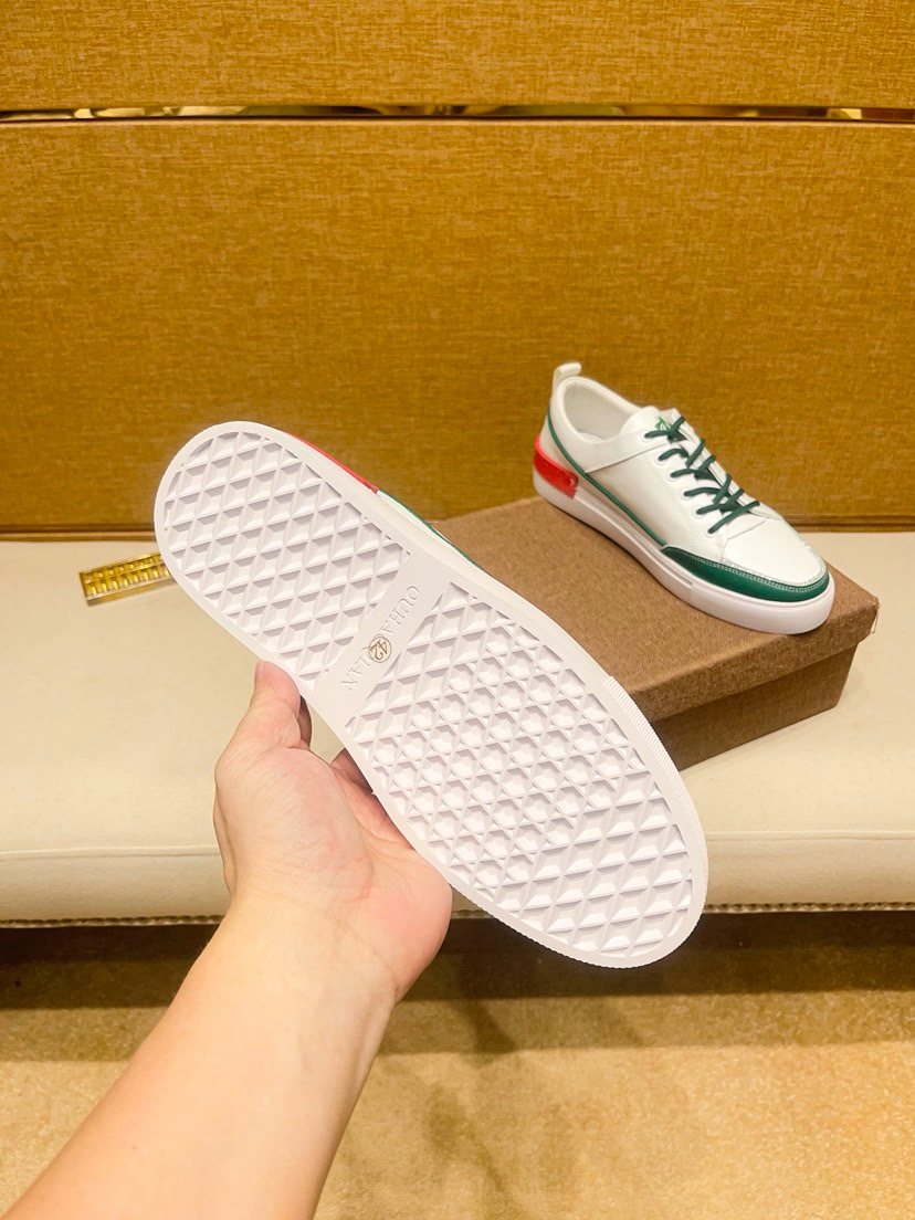 White Green and Red Low-Top Sneakers
