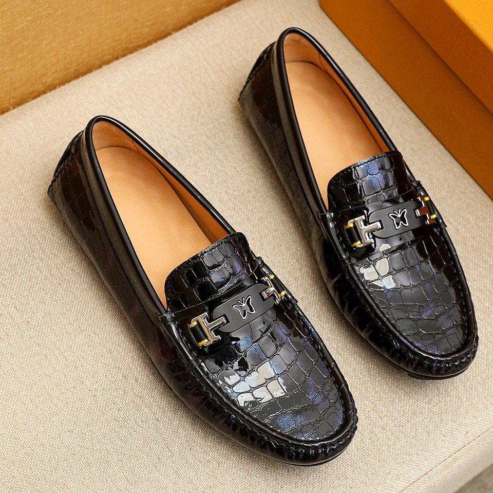 Louis Vuitton Black Embossed Loafers