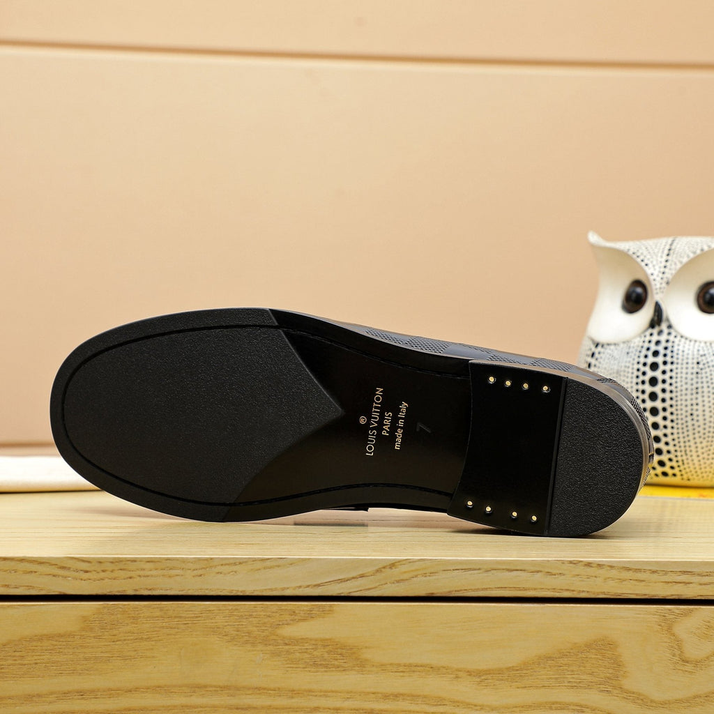 Louis Vuitton Men's Black Woven Leather Loafers
