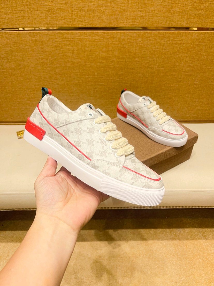 Cream Patterned Low-Top Sneakers