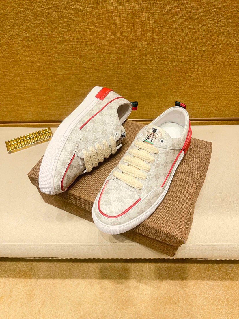 Cream Patterned Low-Top Sneakers