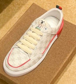 Cream Patterned Low-Top Sneakers