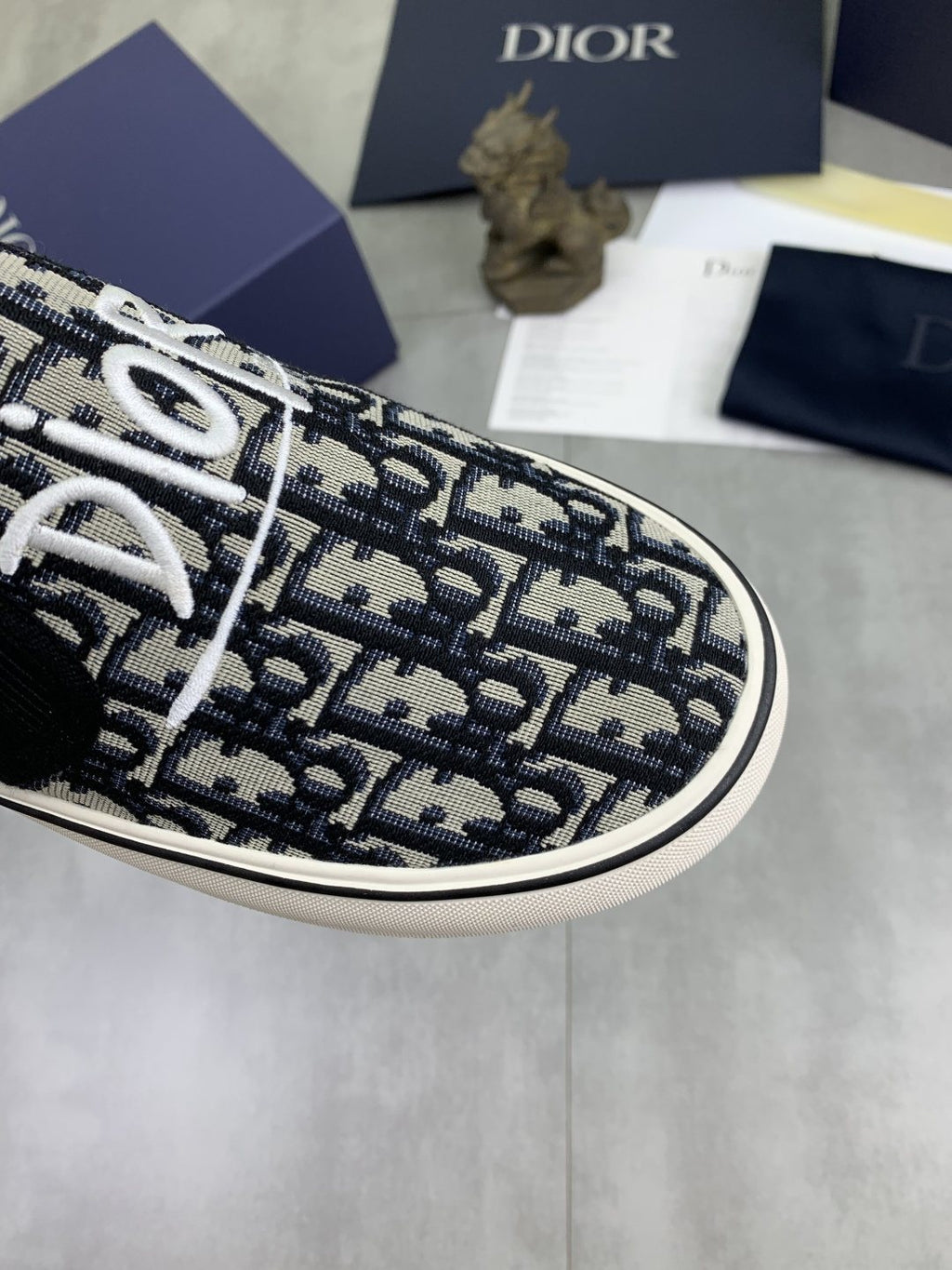 Dior Navy Pattern Slip-On Sneakers