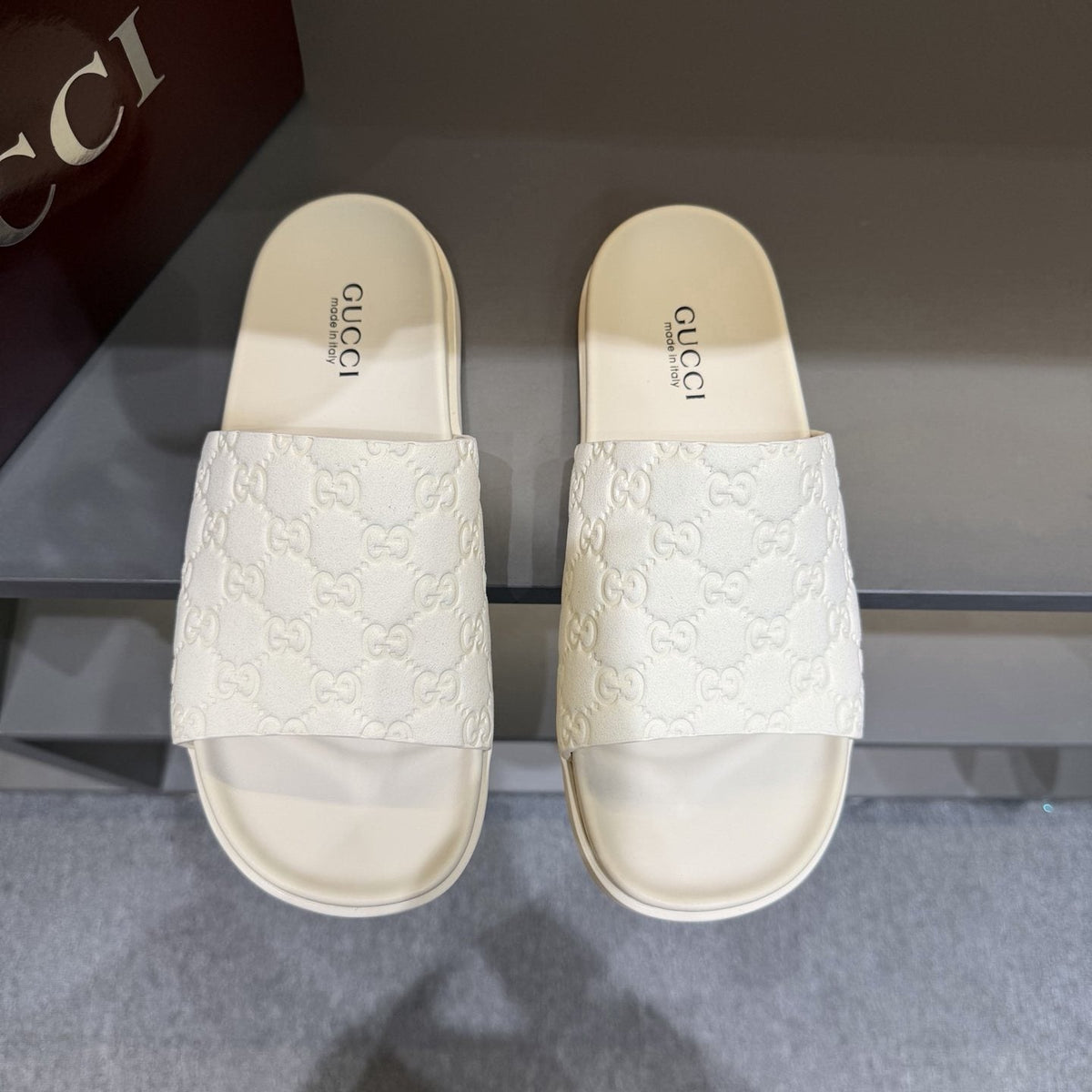 Gucci Men's Embossed Strap Slide Sandals
