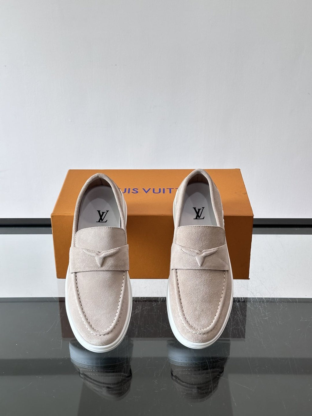 Louis Vuitton Navy Blue Suede Loafers