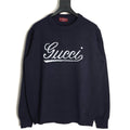 Gucci Signature-Logo Crewneck Sweater - Navy