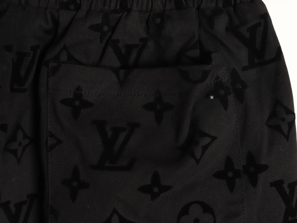 Louis Vuitton Tonal Monogram-Style Drawstring Shorts - Black